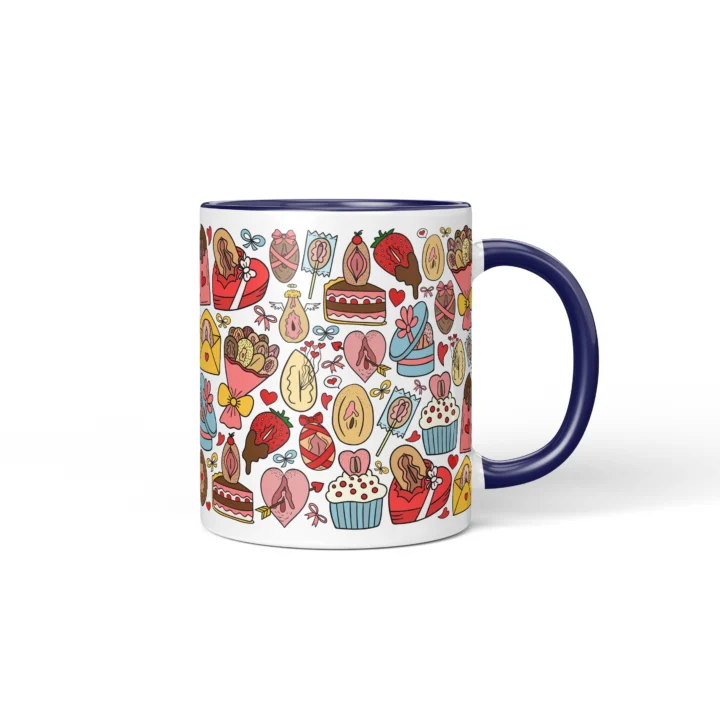 Valentine's Vagina Mug - Cheeky Couple Gift - Dark Blue mug mockup