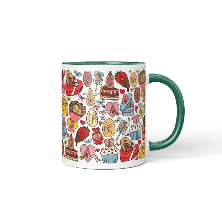 Valentine's Vagina Mug - Cheeky Couple Gift - Dark Green mug mockup