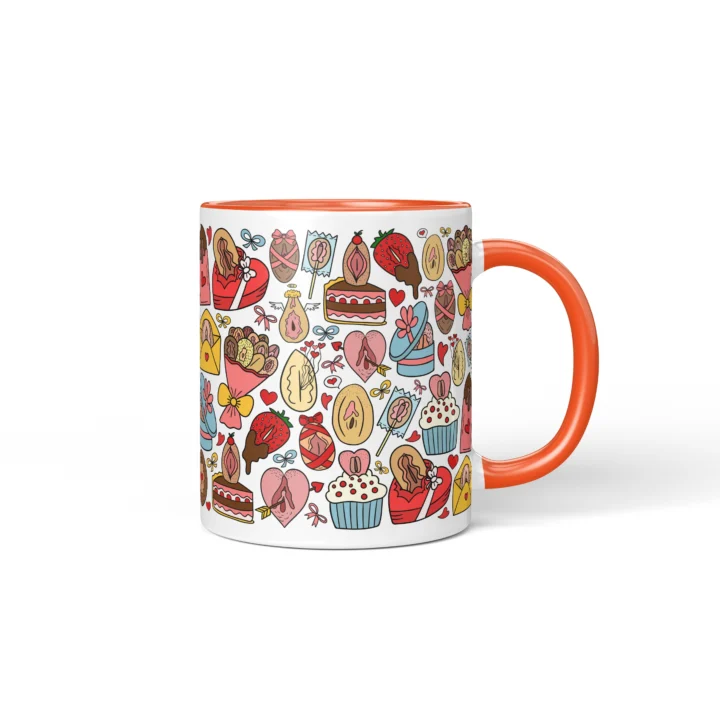 Valentine's Vagina Mug - Cheeky Couple Gift - Orange mug mockup