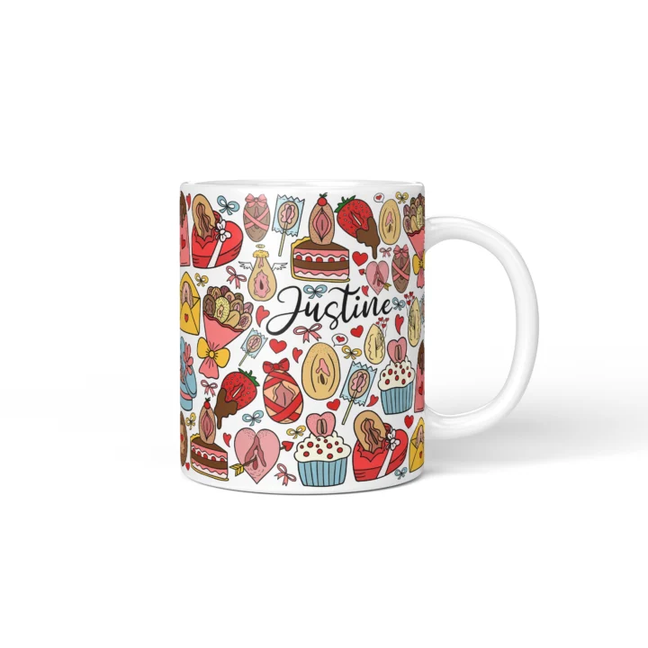 Valentine's Vagina Mug - Cheeky Couple Gift - Personalized 11 oz White mug mockup