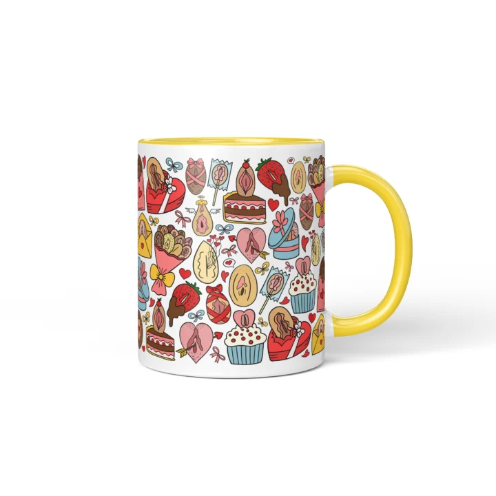 Valentine's Vagina Mug - Cheeky Couple Gift - Yellow mug mockup