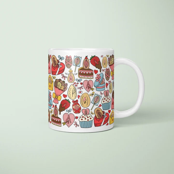 Valentine’s Vulva Art Mug – Cheeky Couple Gift - primary mug mockup