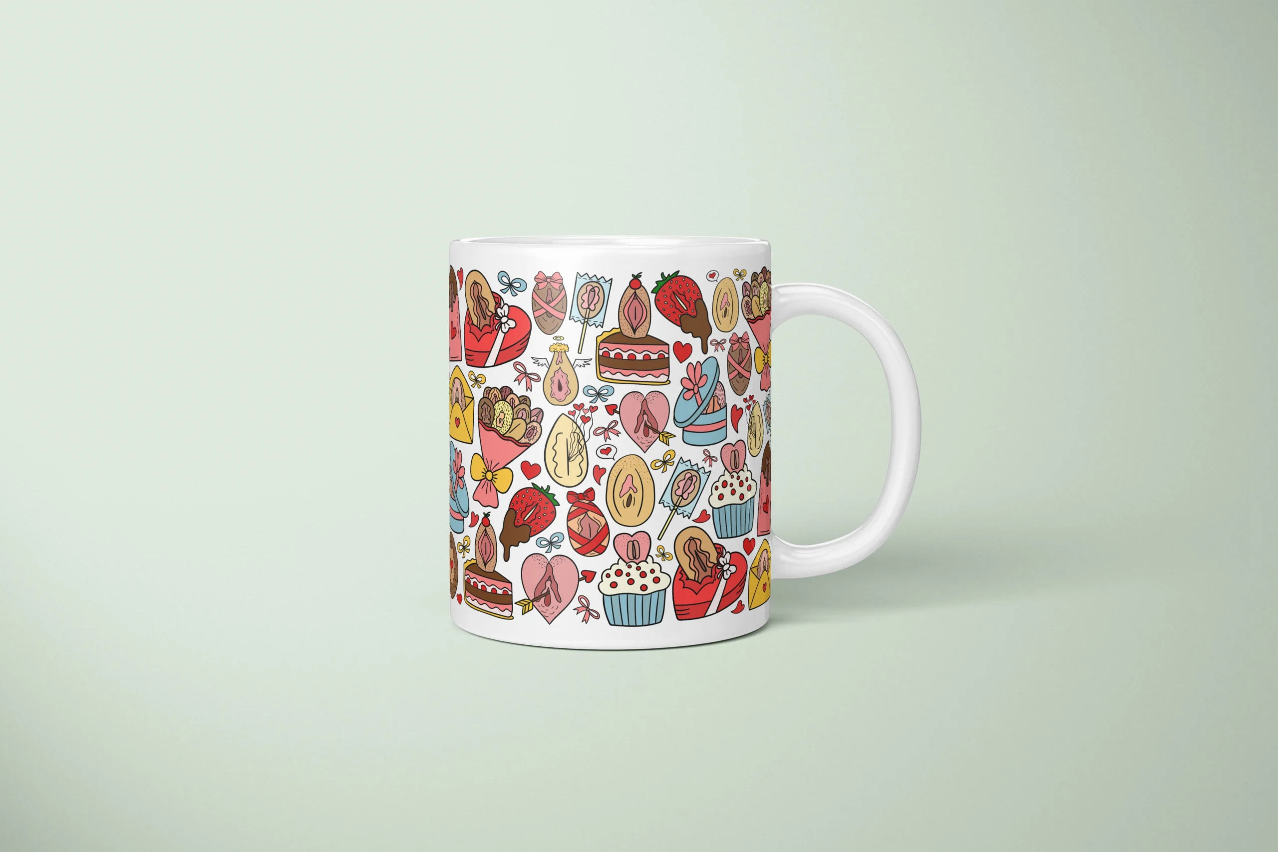 Valentine’s Vulva Art Mug – Cheeky Couple Gift - primary mug mockup