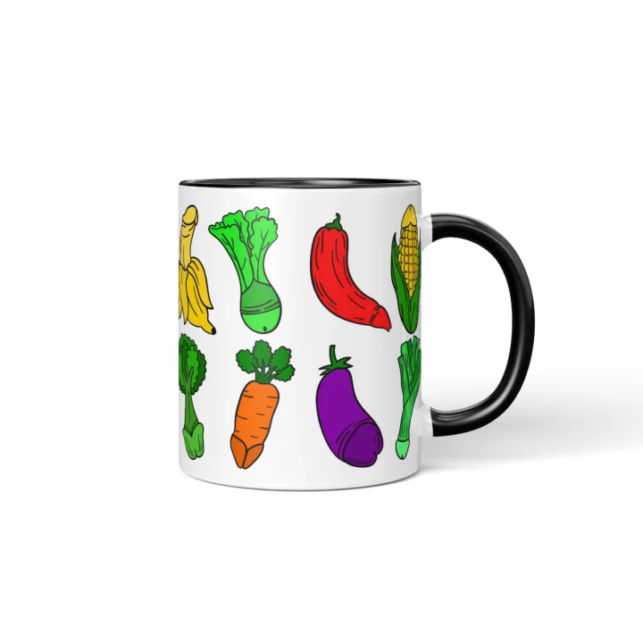 Vegetable Penis Mug - Rude Food Lover Gift - Black mug mockup
