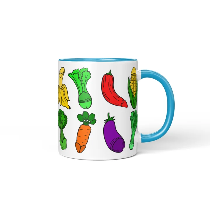 Vegetable Penis Mug - Rude Food Lover Gift - Blue mug mockup