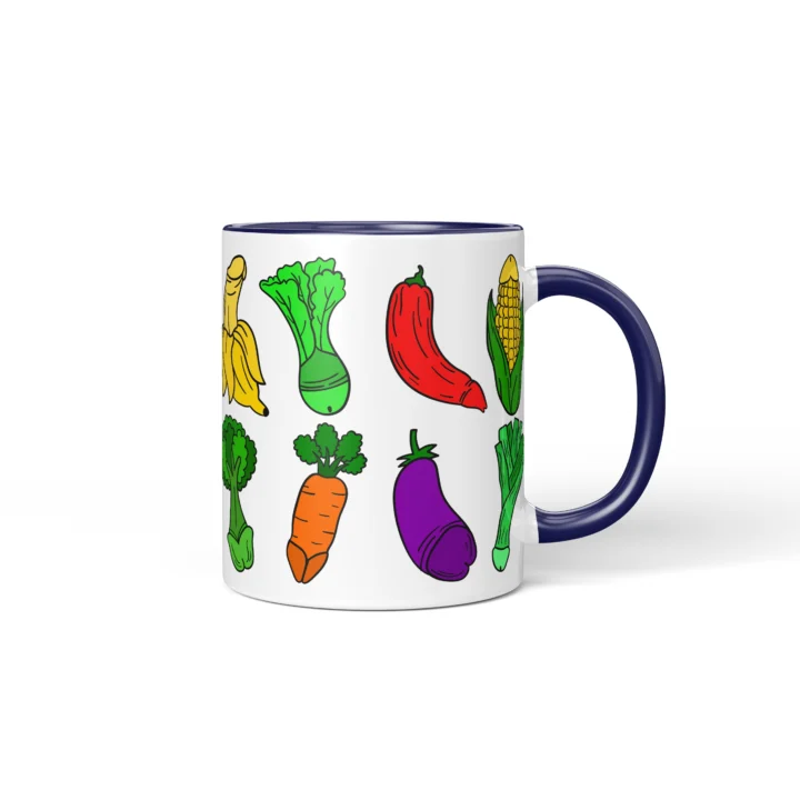 Vegetable Penis Mug - Rude Food Lover Gift - Dark Blue mug mockup