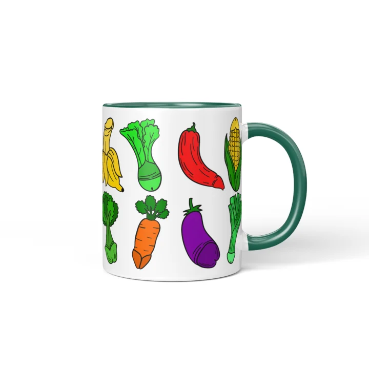 Vegetable Penis Mug - Rude Food Lover Gift - Dark Green mug mockup