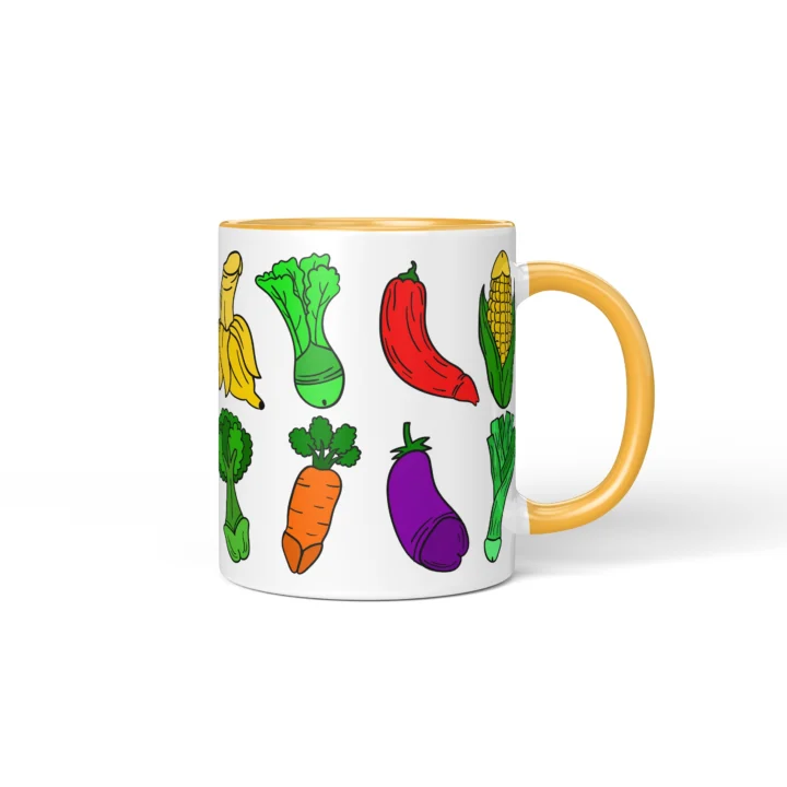 Vegetable Penis Mug - Rude Food Lover Gift - Golden Yellow mug mockup