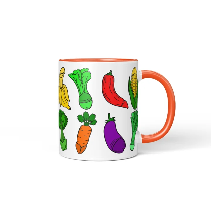 Vegetable Penis Mug - Rude Food Lover Gift - Orange mug mockup