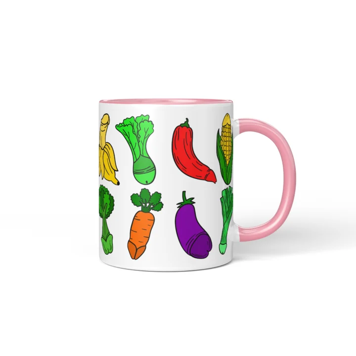 Vegetable Penis Mug - Rude Food Lover Gift - Pink mug mockup