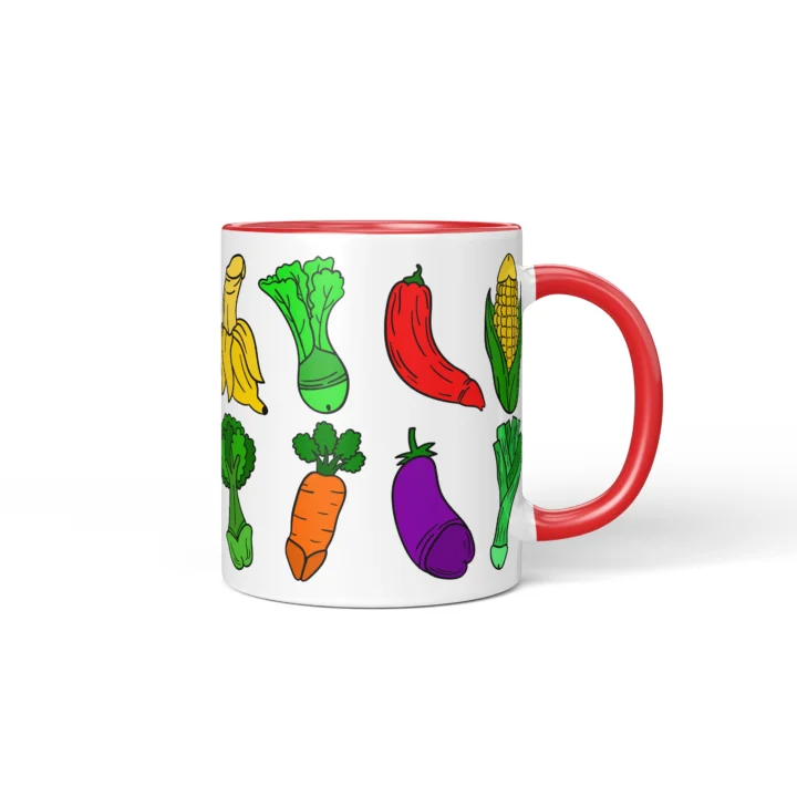 Vegetable Penis Mug - Rude Food Lover Gift - Red mug mockup