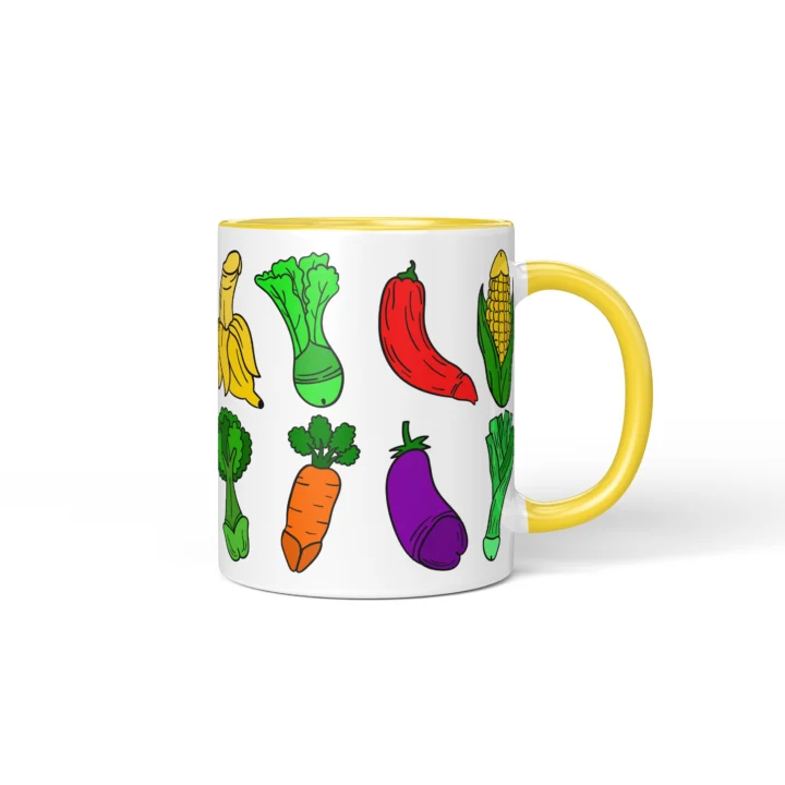 Vegetable Penis Mug - Rude Food Lover Gift - Yellow mug mockup