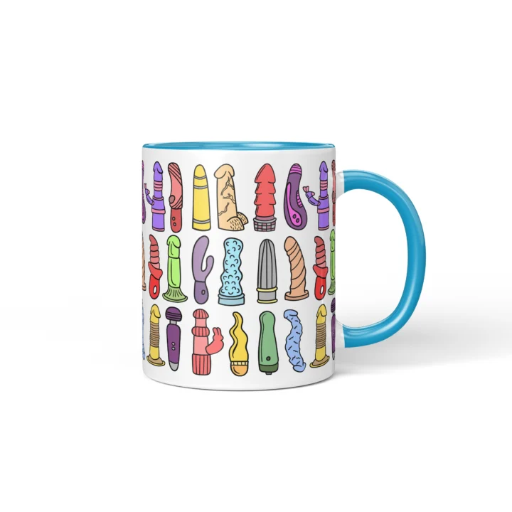 Vibrator Pattern Penis Mug - Adults Only Gift - Blue mug mockup