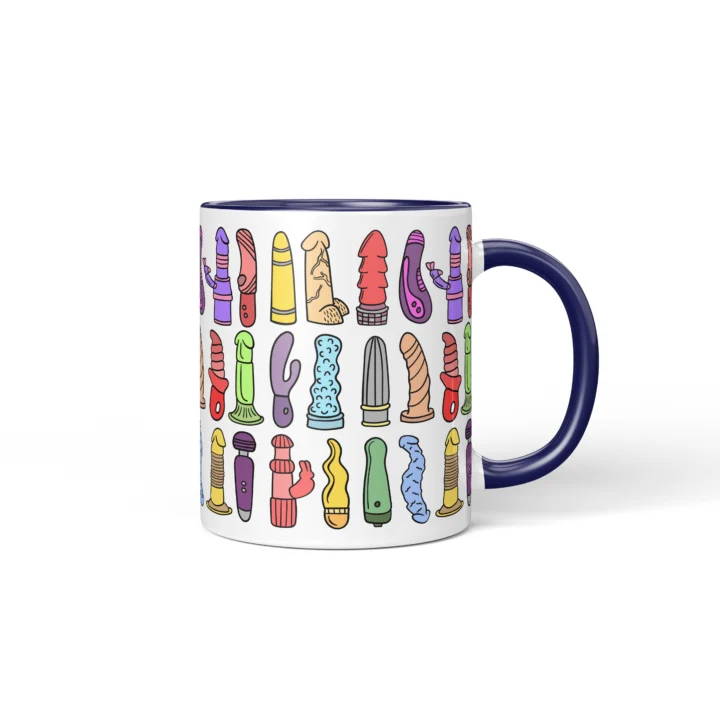Vibrator Pattern Penis Mug - Adults Only Gift - Dark Blue mug mockup