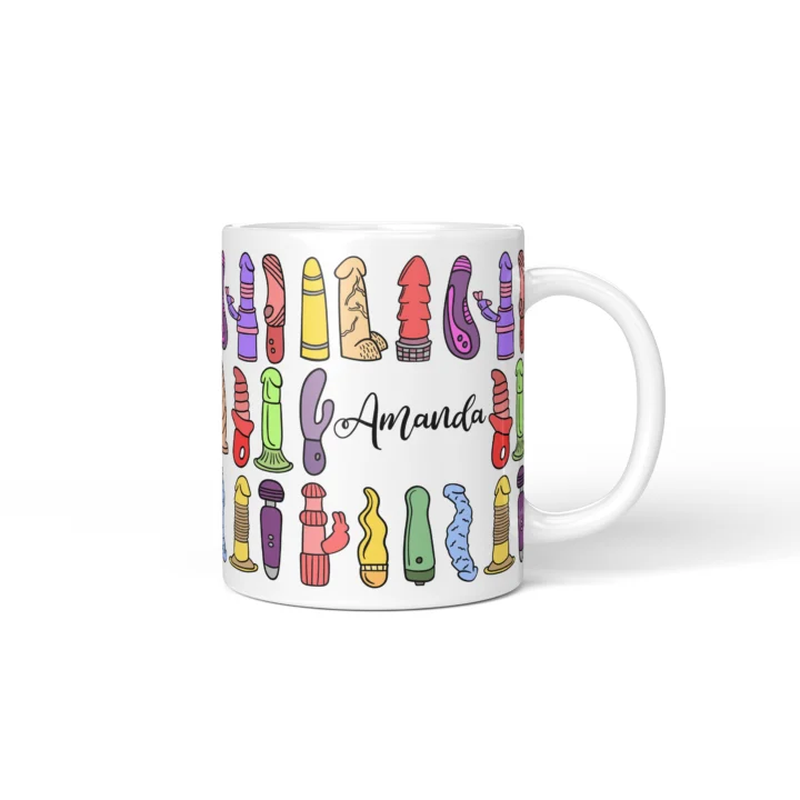 Vibrator Pattern Penis Mug - Adults Only Gift - Personalized 11 oz White mug mockup