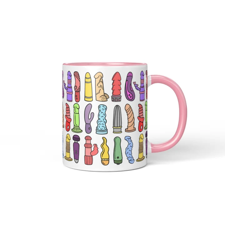 Vibrator Pattern Penis Mug - Adults Only Gift - Pink mug mockup