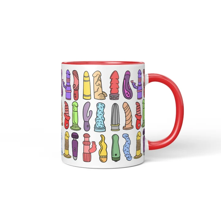 Vibrator Pattern Penis Mug - Adults Only Gift - Red mug mockup