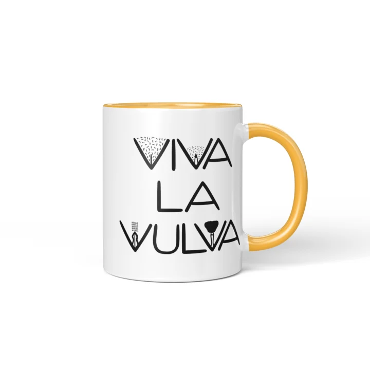 Viva La Vulva Vagina Mug - Body Positive Gift - Golden Yellow mug mockup