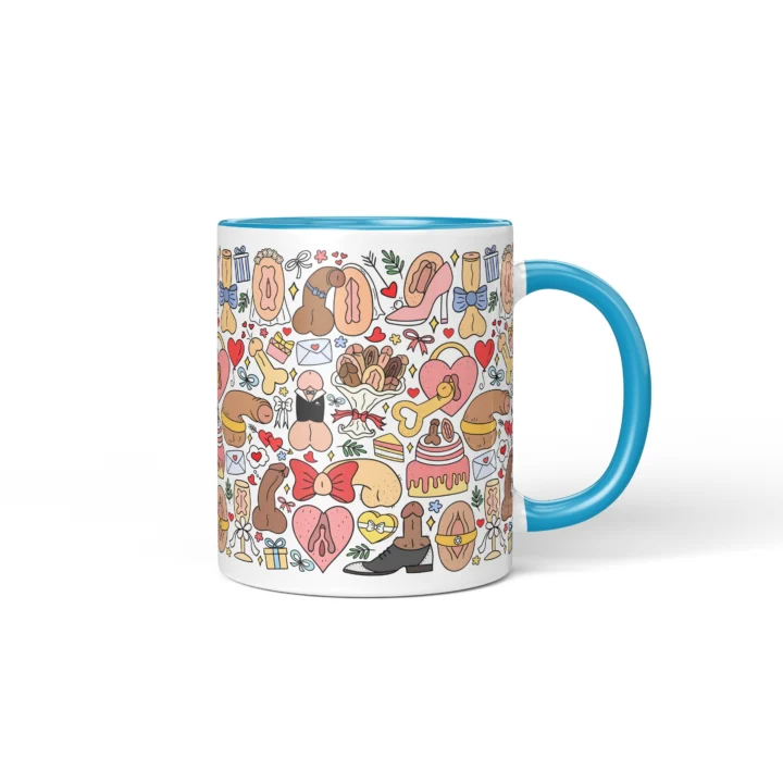 Wedding Adult Humor Mug - Cheeky Newlywed Couple Gift - Blue mug mockup