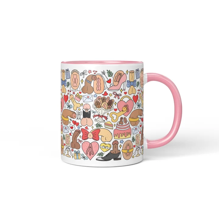 Wedding Adult Humor Mug - Cheeky Newlywed Couple Gift - Pink mug mockup