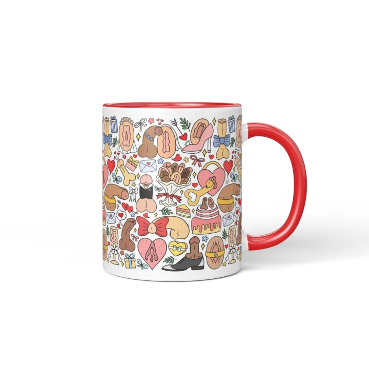 Wedding Adult Humor Mug - Cheeky Newlywed Couple Gift - Red mug mockup