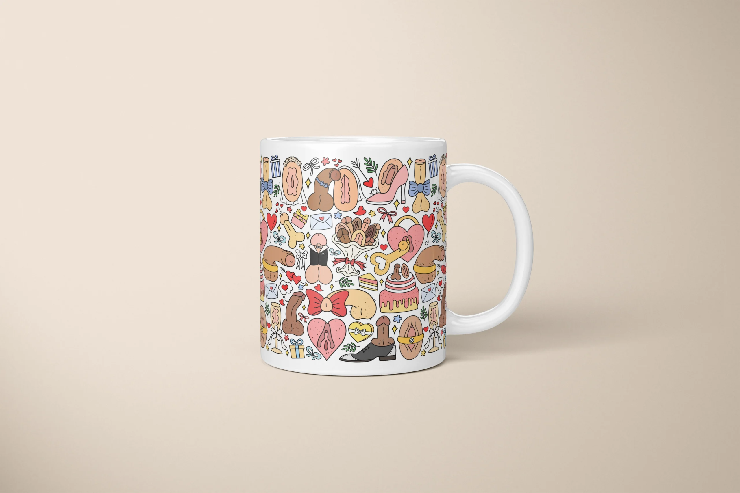 Wedding Anatomy Art Mug – Cheeky Newlywed Gift - primary mug mockup