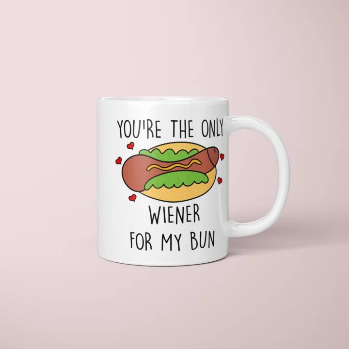 Wiener Bun Penis Mug – Cheeky Couple Food Pun Gift - primary mug mockup