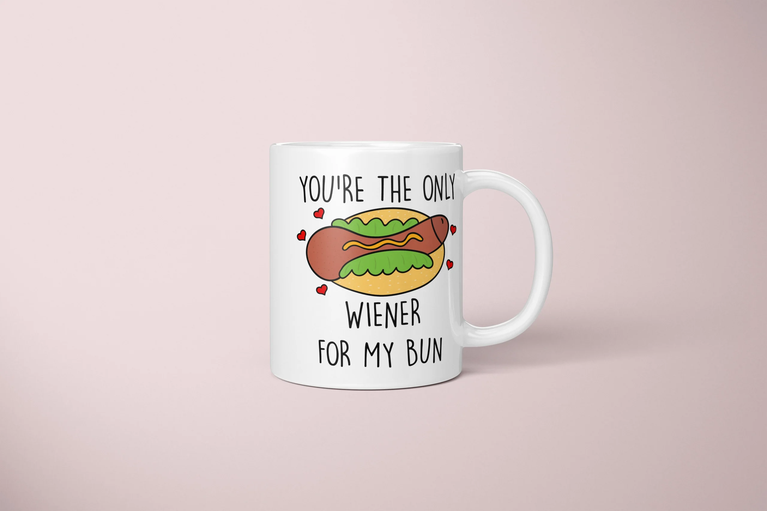 Wiener Bun Penis Mug – Cheeky Couple Food Pun Gift - primary mug mockup