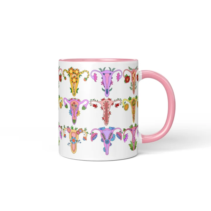 Womb Flower Vagina Mug - Botanical Body Positive Gift - Pink mug mockup