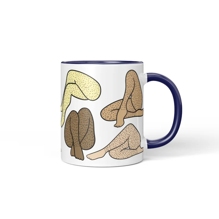 Women's Legs Mug - Cheeky Body Art Gift - Dark Blue mug mockup