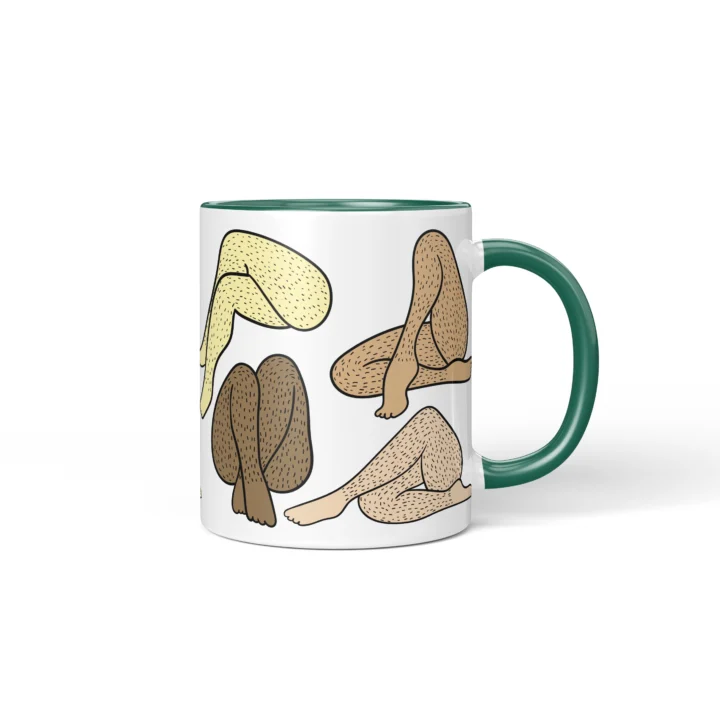Women's Legs Mug - Cheeky Body Art Gift - Dark Green mug mockup