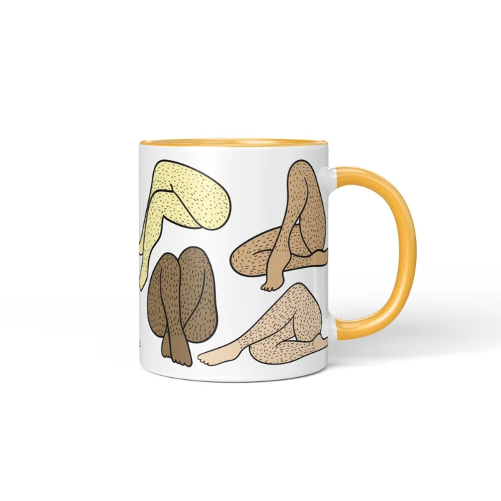 Women's Legs Mug - Cheeky Body Art Gift - Golden Yellow mug mockup