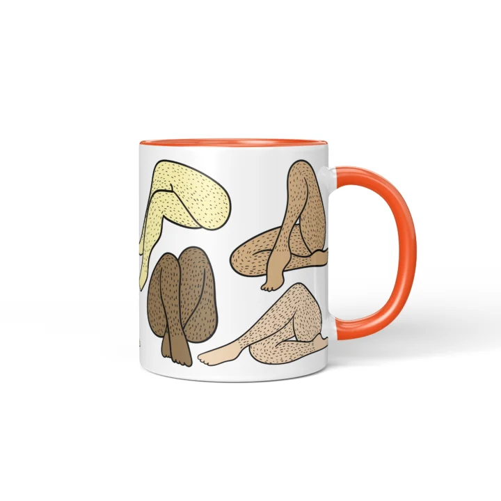 Women's Legs Mug - Cheeky Body Art Gift - Orange mug mockup