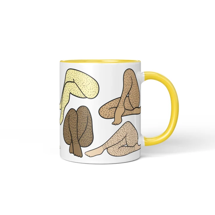 Women's Legs Mug - Cheeky Body Art Gift - Yellow mug mockup