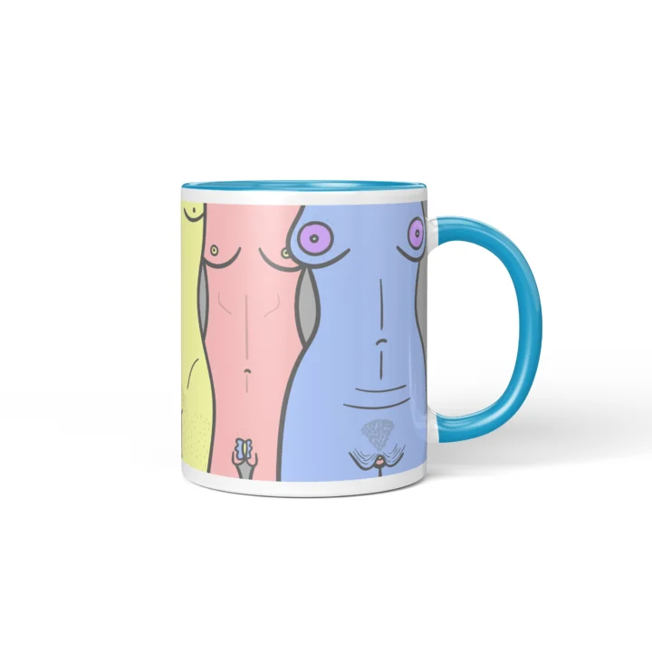 Women Silhouette Vagina Mug - Body Positive Gift - Blue mug mockup