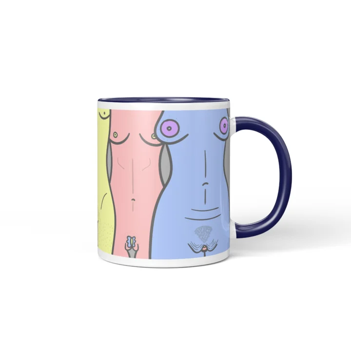 Women Silhouette Vagina Mug - Body Positive Gift - Dark Blue mug mockup