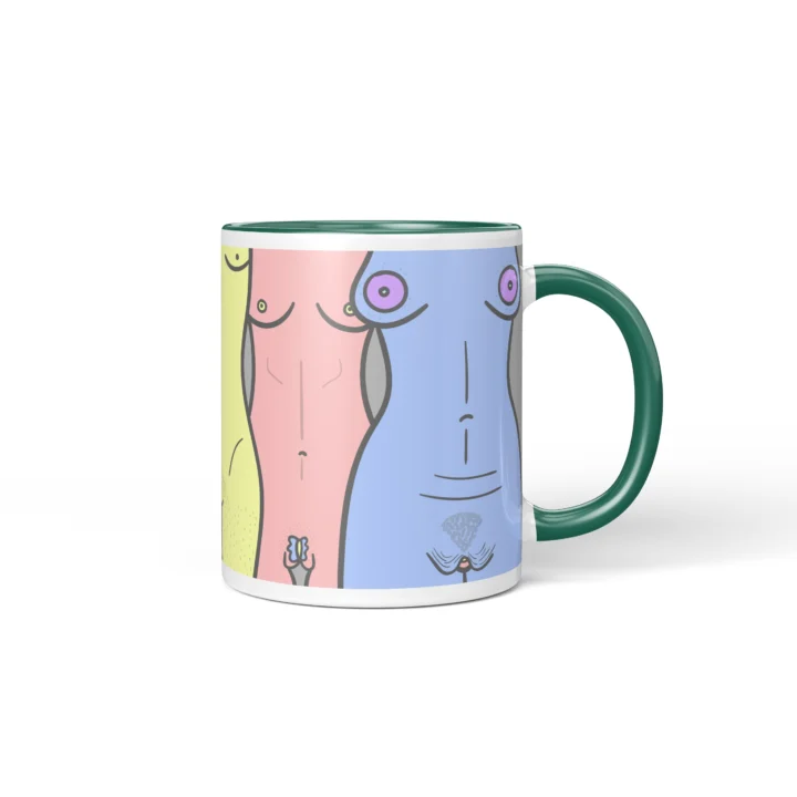 Women Silhouette Vagina Mug - Body Positive Gift - Dark Green mug mockup