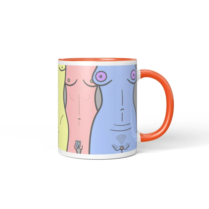 Women Silhouette Vagina Mug - Body Positive Gift - Orange mug mockup