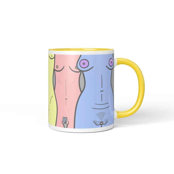 Women Silhouette Vagina Mug - Body Positive Gift - Yellow mug mockup